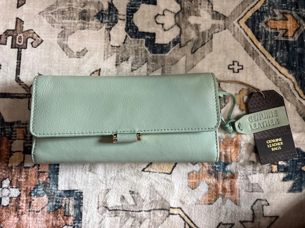 Mint Green Genuine Leather Wallet / Clutch – New With Tags